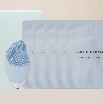 Clear Glow Sheet Mask Box Set + Facial Massager Box
